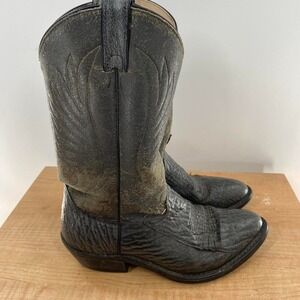 Green leather cowboy boots with alligator skin detailing Size 8 EE‎
